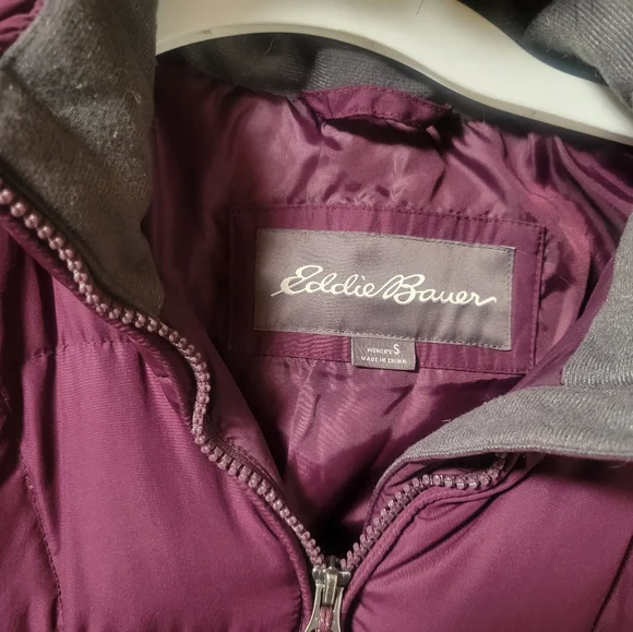 Eddie Bauer down long coat purple hooded - Picture 2 of 8